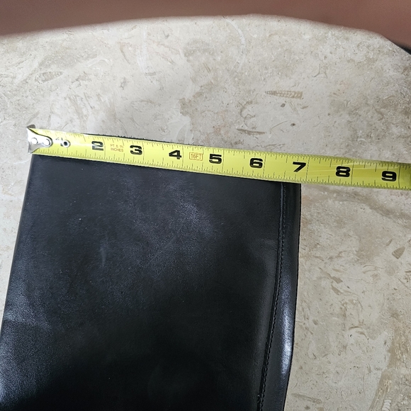 Michael Kors Hamilton Riding Boots Women’s Size 7.5 Black Leather Knee High Gold - Picture 11 of 12